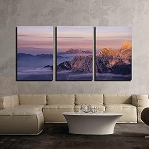 Wonderful Landscape of Mountain at Sunset x3 Panels