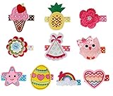 Bundle Monster 10 pc Baby Girls Embroidered Design Fabric Hair Clip Accessories