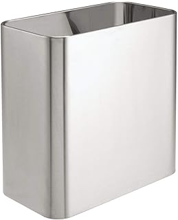 mDesign rechteckiger Mülleimer – kompakter Abfalleimer für Bad, Büro und Küche mit ausreichend Platz für den Müll – Papierkorb aus Metall – silberfarben
