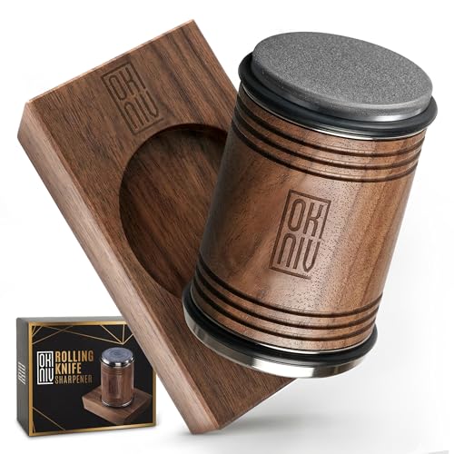 Pro Edition Okniv Rolling Knife Sharpener UK – Durable Knife Sharpening System – for All Blade Types – Diamond & Ceramic Honing Discs – Easy to Use at Home or Professionally