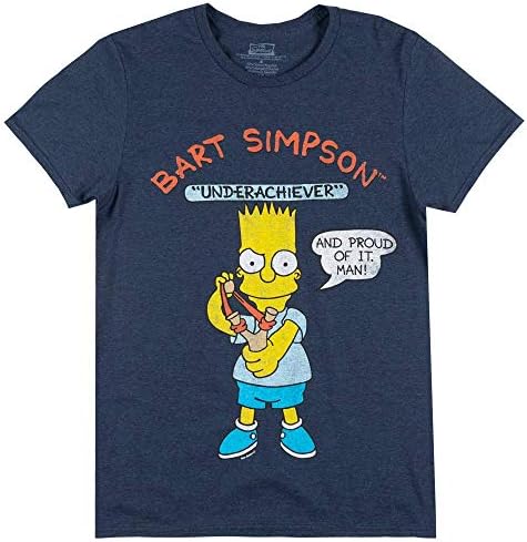 The Simpsons BART Simpson Underachiever T-Shirt Heather Navy Mens