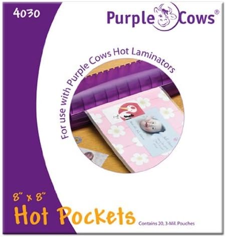 Purple Cows Hot Pockets Hot Laminating Pouches, 8x8 Inches, 20 Pouches per Pack, Clear (4030) by Purple Cows
