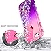 iPhone 8 Case, iPhone 7 Case with Tempered Glass Screen Protector for Girls Women Kids, NageBee Glitter Liquid Sparkle Bling Floating Waterfall Diamond Shockproof Cute Case for iPhone 7/8 -Pink/Purple