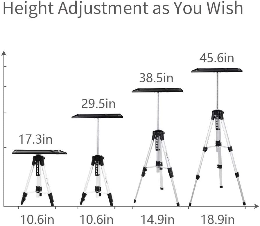 VANKYO Aluminum Tripod Projector Stand, Adjustable Laptop Stand, Multi-Function Stand, Computer Stand Adjustable Height 17'' to 46'' for Laptop with Plate and Carrying Bag (1-Silver): Electronics