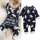 Toddler Infant Baby Girl Boy Long Sleeve Deer Romper Jumpsuit Pajamas XMAS Outfit