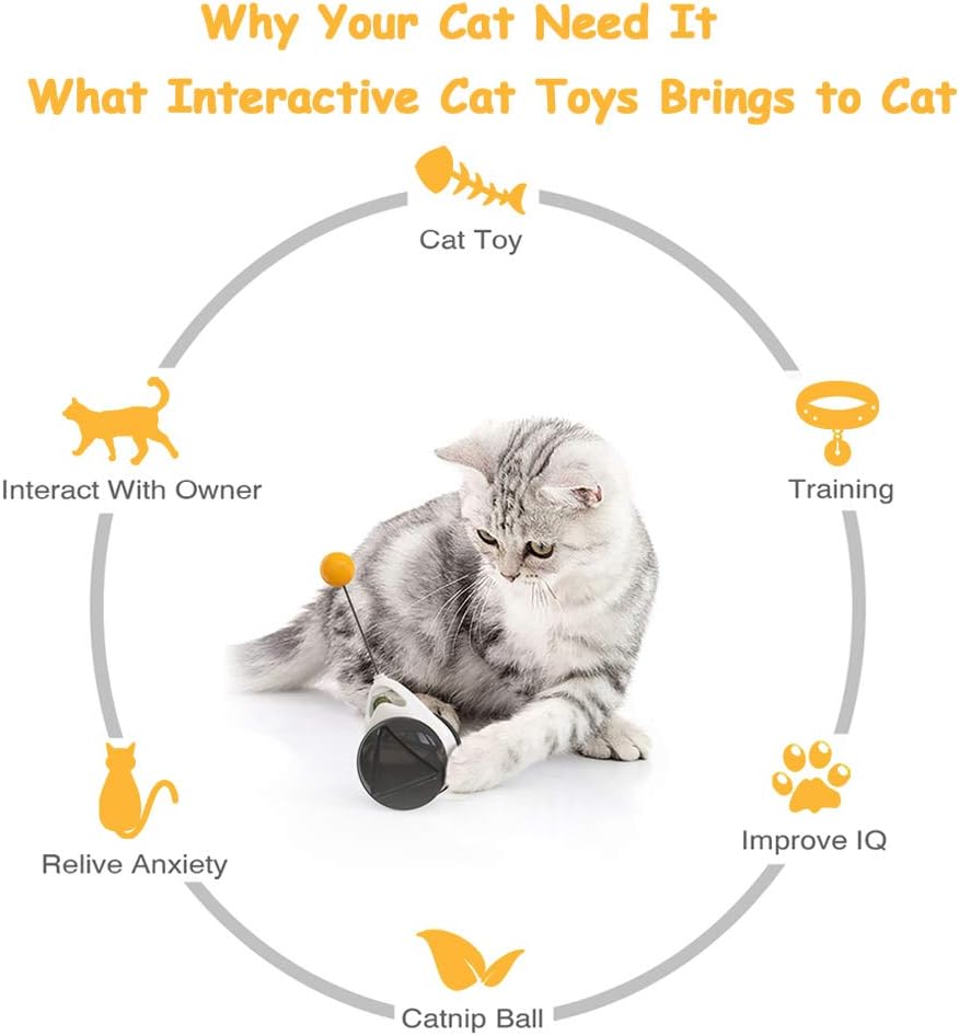 Mwatcher Interactive Robotic Cat Toys Moving Cat Toys for Indoor Balance Swing Car Kitten Toys with Ball : Pet Supplies