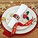 Leinuosen 10 Pieces Christmas Napkin Rings Holders Napkin Band with Santa Belt Design for Party Dinner Table Decoration