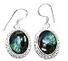18.50ctw, Genuine Labradorite & 925 Silver Plated Dangle Earrings Made By Sterling Silver Jewelry