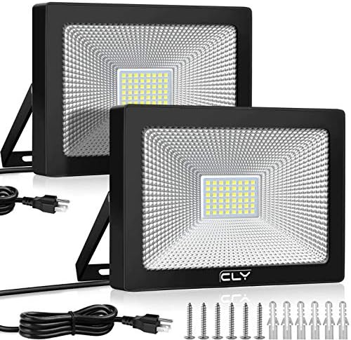 Cly Led 投光器 50w 昼白色 防犯ライト 玄関ライト フラッドライト Led作業灯 集魚灯 倉庫灯 店頭看板灯 リウム灯 Ip66防水 6500k 5000lm 壁掛け 駐車場 工事現場 庭園 ベランダ 廊下 屋上天井 ナイター キャンプ 夜釣り照明 日本語説明書付き 2個セット 2年保証 Pse認証