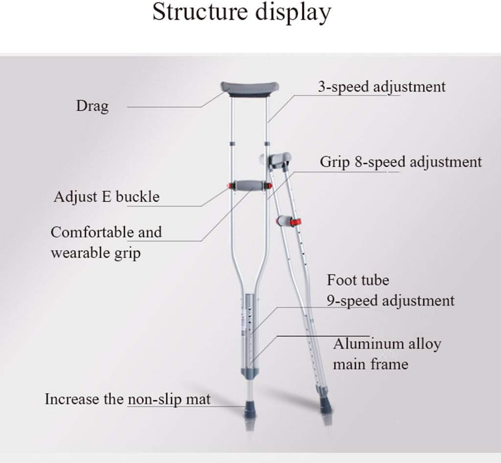 Standard walker Lightweight Aluminum Alloy Medical Cane Safe and Durable Non-Slip Adjustable Walking aid European Buckle Easy to Carry General 4'27-6'23 Rehabilitation -