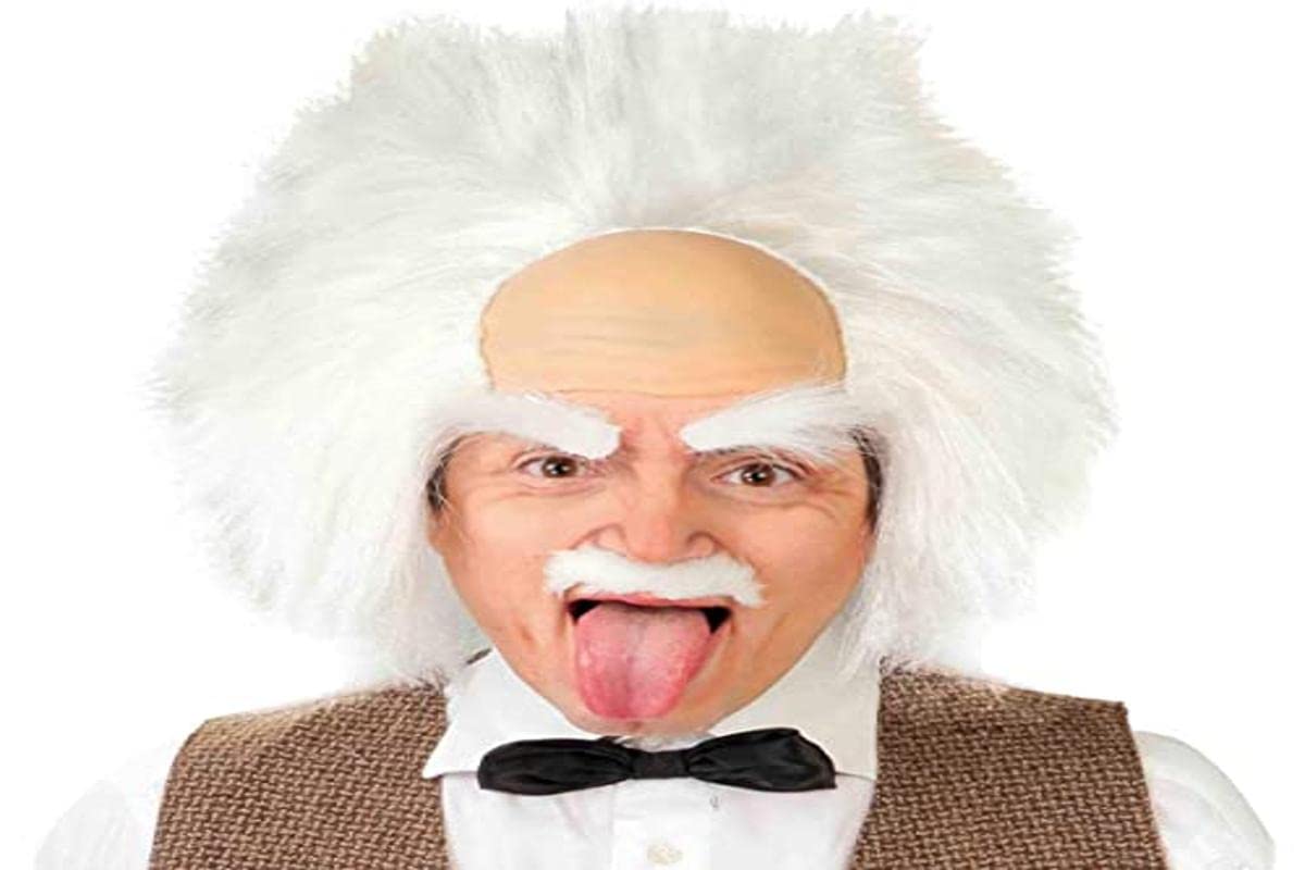 FIESTAS GUIRCA | White Crazy Wig (One Size) - Fancy Dress Accessory for Halloween and Doctor and Nurse Themed Parties - Ideal for Adult Men - White