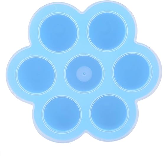 Amazon De Lebensmittel Gefrierbehalter 7 Hohlraume Silikon Eierform Wiederverwendbarer Aufbewahrungsbehalter Babynahrungs Gefrierbehalter Mit Deckel Blau