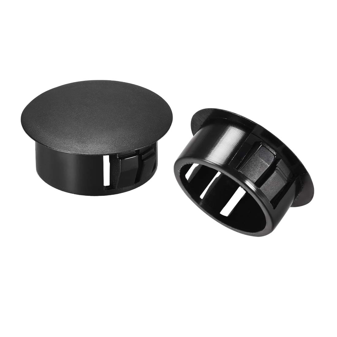 Sourcingmap 20pcs Mounting 19mm X 10mm Black Nylon Round Snap Panel Locking Hole Plugs Cover