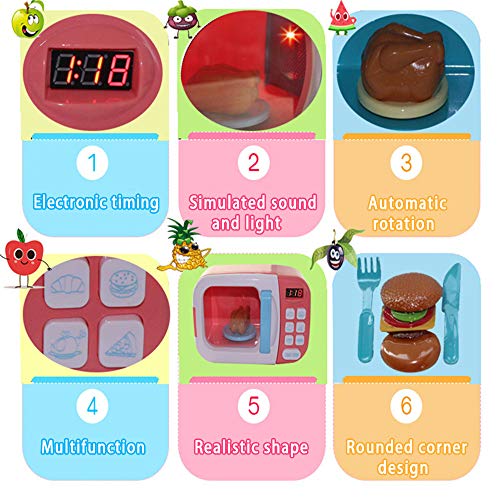 CHAFIN Microwave Oven for Children Passing Home Baby Toys with Electric Light Rotating Simulation Kitchen Oven for Cooking Small Household appliances