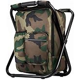 FCFKUK Bright starl Upgraded Large Size 3 in1 Multifunction Fishing Backpack Chair, Portable Hiking Camouflage Camping Stool, Folding Cooler Insulated Picnic Bag Backpack Stool
