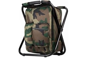 FCFKUK Bright starl Upgraded Large Size 3 in1 Multifunction Fishing Backpack Chair, Portable Hiking Camouflage Camping Stool, Folding Cooler Insulated Picnic Bag Backpack Stool