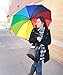 Inverted Rainbow Umbrella - Reverse Folding Non-Drip Design - Compact Travel Umbrella - Large Umbrella with Rainbow Canopy