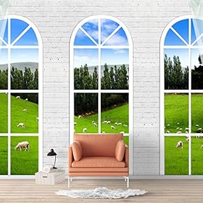 Wall Murals for Bedroom Vies from French Window Design Removable Wallpaper Peel and Stick Wall Stickers - 66x96 inches