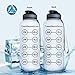 Three Drops of Life New 50oz Large Hydration Tracker Sport Water Bottles, Frosted Clear Tritan Plastic Bottle for Hydration Timer Tracking, Smart Remind Time Marker - Reusable, Leak Proof, BPA Free