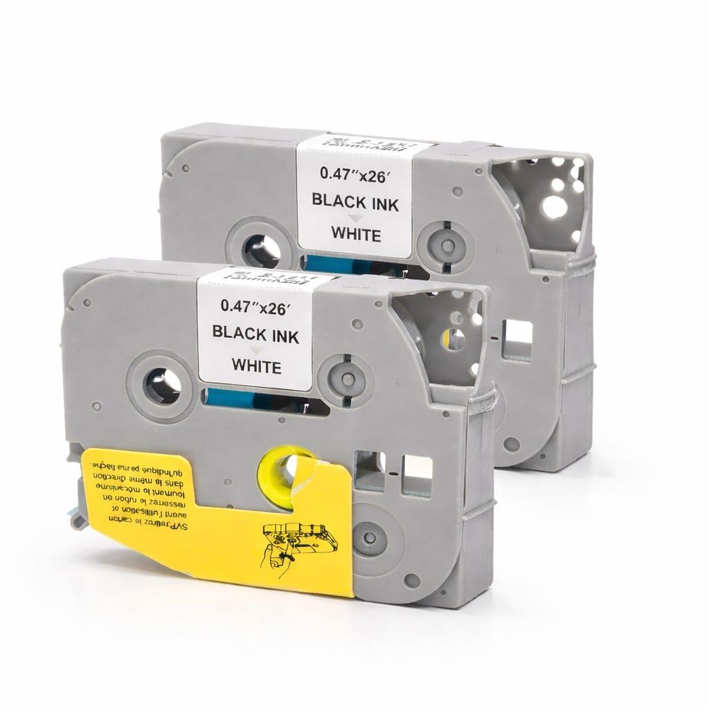 Compatible for Brother P-Touch Label Tape 12mm 0.47 Laminated TZe-231 TZ-231 TZe231 Black on White Tze Tape 12mm Brother Label Printer PT-1000 H110 H108 H200 E110 H105 H100R H101C (Pack of 2)