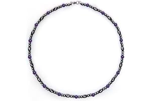 Hion Magnetic Necklace Black Obsidian Purple Amethyst Magnetic Necklace
