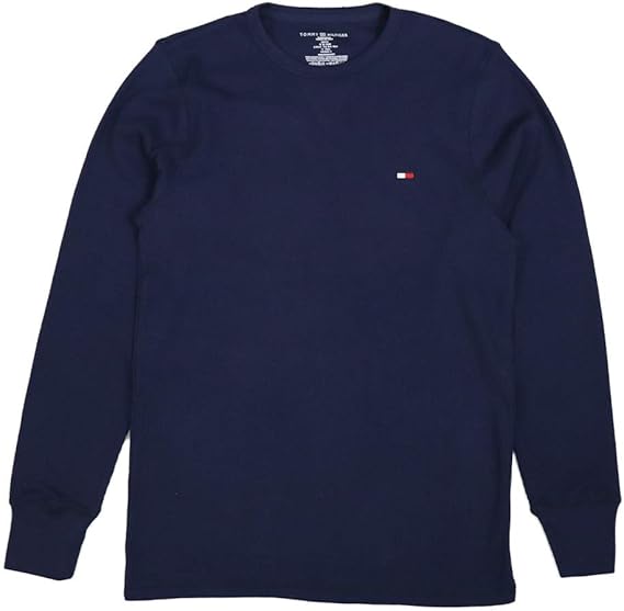 Amazon トミーヒルフィガー ロンt サーマル メンズ レディース Tommy Hilfiger 長袖ｔシャツ ロングtシャツ ミニフラッグロゴ ワンポイント 人気 ブランド ネイビー 紺 並行輸入品 Tシャツ カットソー 通販