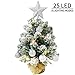 Tabletop Christmas Tree, MAOYUE Artificial Snow Christmas Tree, 20in Mini Christmas Tree with Battery Operated 8 Mode Lighted for Christmas Decorations, Home Decor, Office, Dining Table