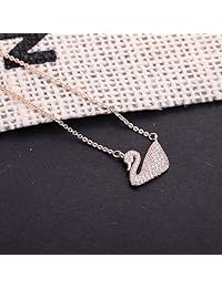 Therina Rose Gold Swan Necklace Pendant Embellished with Crystals from Swarovski