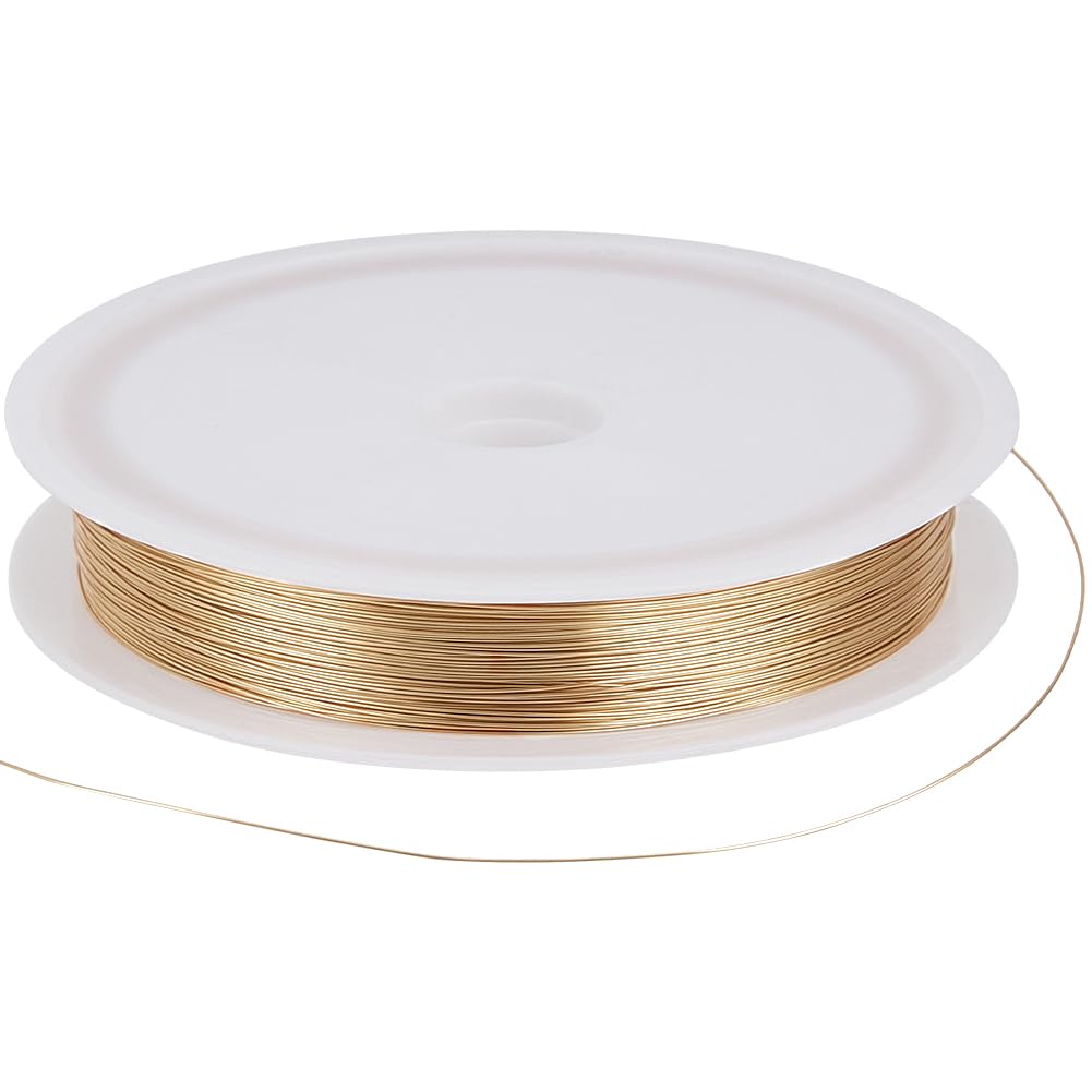 Beebeecraft 1 Roll 80M Eco-Friendly Copper Wire 18K Gold Plated Brass Round Copper Wire Jewelry Wire for Jewelry Making (28 Gauge)