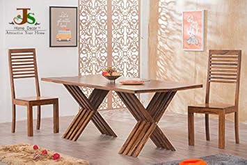 Js Home Decor Solid Wooden Leh Dining Table Set with 6 Chairs