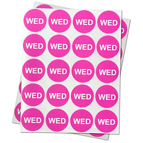 300 Labels - Day of The Week Stickers, 1 Inch, Pink, Wednesday Circle Dot Food Labels for Food and Restaurant Inventory Management Labels