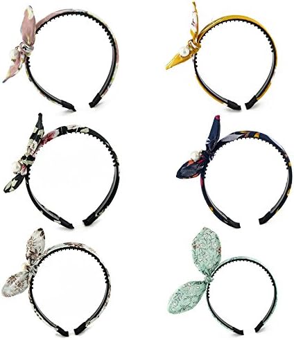 Kaide Boutique Bow fabric Wrapped Plastic teeth comb Headbands Bow Tie Hard HairBand,With A pearl Headband