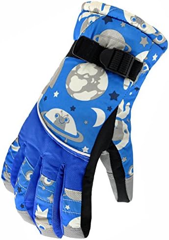 KINEED Waterproof Windproof Girls Boys Youth Winter Ski Snow Snowboard Riding Cycling Warm Gloves Large Blue