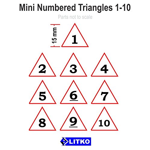 Mini Numbered Triangles, Translucent Red #1-10 (10)
