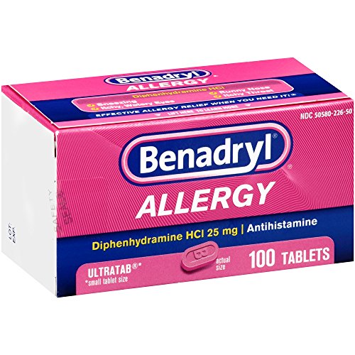Benadryl Ultratabs Antihistamine Allergy Relief with Diphenhydramine HCl 25 mg, 100 ct Buy
