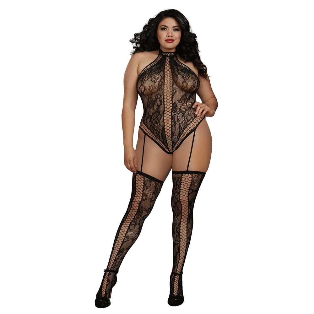 Dreamgirl Women's 0329x Hosiery, Black, One Size Queen