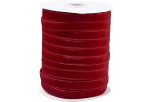 PH PANDAHALL Pandahall 50 Yards Velvet Ribbon 3/8Inch Wide Single Face Velvet Ribbon Roll with Spool for Gift Wrapping Decoration Party Wedding Arts Crafts (Red)