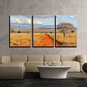 Beautiful Landscape with Tree in Africa x3 Panels