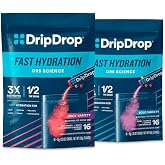 DripDrop Hydration Bold &amp; Juicy Variety Bundle Electrolyte Packets, 32 Ct | Grape, Fruit Punch, Strawberry Lemonade, Cherry, Watermelon, Berry, Lemon, Orange; Single Serve Powder Drink Mix