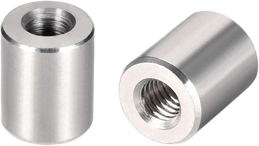 sourcing map M4 Round Connector Nuts, 304 Stainless Steel Coupling Nut 10mm/0.39inch Length,Pack of 10, Silver, M4x10mm