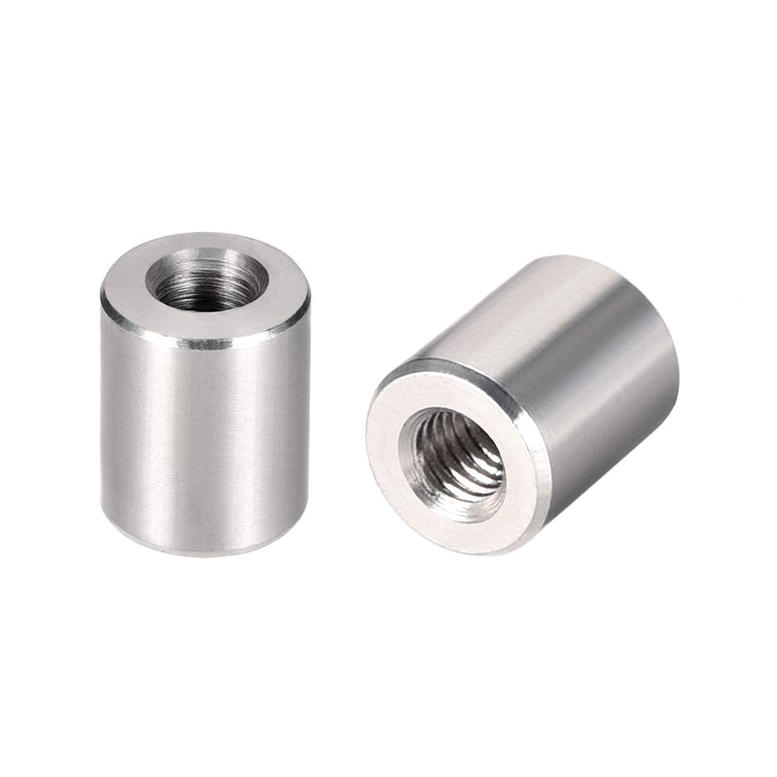 sourcing map M4 Round Connector Nuts, 304 Stainless Steel Coupling Nut 10mm/0.39inch Length,Pack of 10