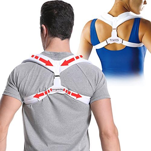 EnergeticSky Back Posture Corrector for Women&Men,Breathable and Comfortable Fully Adjustable Support Brace,Improves Posture and Solution for Kyphosis,Shoulder Support,High Back.