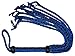 Prairie Horse Supply Premium Quality Leather and Suede Small Whip, Bull Whip, 9 Genuine Leather Braided Tails, Extra Long Handle Wrapped in Leather and Suede, with 2 Turkhead Knots (Blue Black)