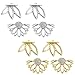 Finrezio 4 Pairs Lotus Flower Bar Stud Earrings for Women Girls Cuff Earrings Ear Jackets Stud Earrings (A:Silver and Gold)
