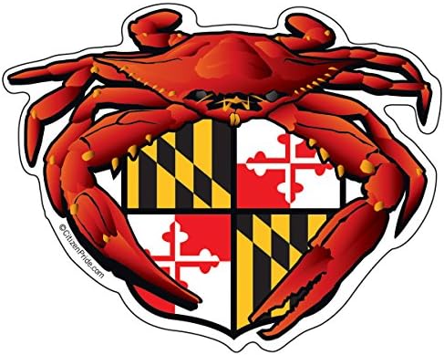 Citizen PrideRed Crab Maryland Crest 5x4 inches Sticker Decal die Cut Vinyl - Made in USA