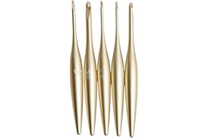 Furls Crochet Hook, Gold Streamline Metal Matte Finish & Polished, Ergonomic Handle Crochet Hooks 7" (Matte, (G+) 4.50MM)
