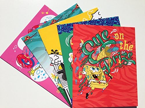 Staples 2-Pocket Fashion Paper Portfolio Folder, Set of 5, SpongeBob SquarePants