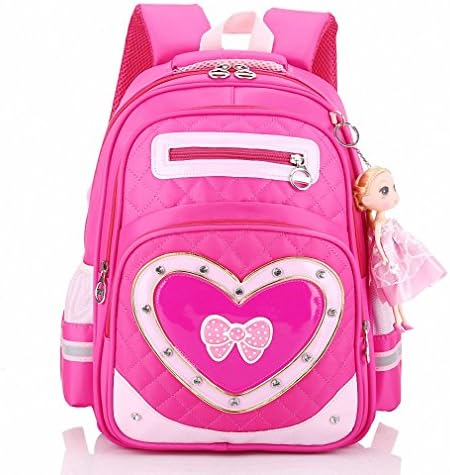 Heart-shaped backpacks Girls pink School Bags Waterproof Foldable Orthopedic kids School Backpacks Kids rose red