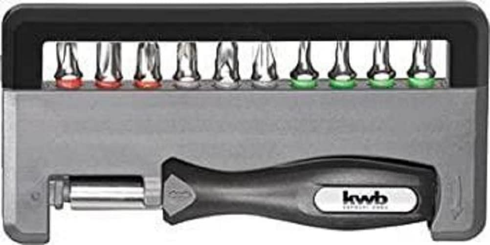 kwb 12-Piece Mobile Phone Bit Box with Bit Holder and Handle, Bits Set, 25 mm, Magnetic, Universal,