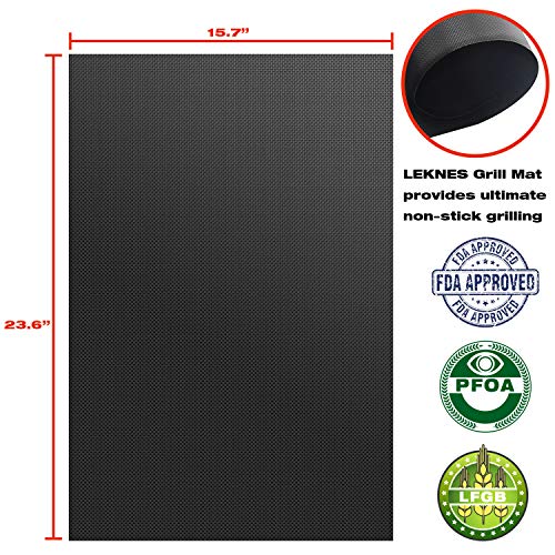 Grill Mat Set of 3, 23.6" x 15.7", Non-Stick BBQ Grill Mats Baking Mats & Oven Liner- FDA-Approved, PFOA Free, Reusable and Easy to Clean - Works on Gas, Charcoal, Electric Grill and More
